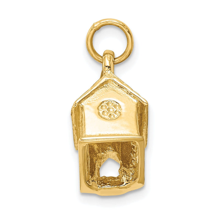 14k Yellow Gold Polish Finish 3D Church Building with Steeple Pendant