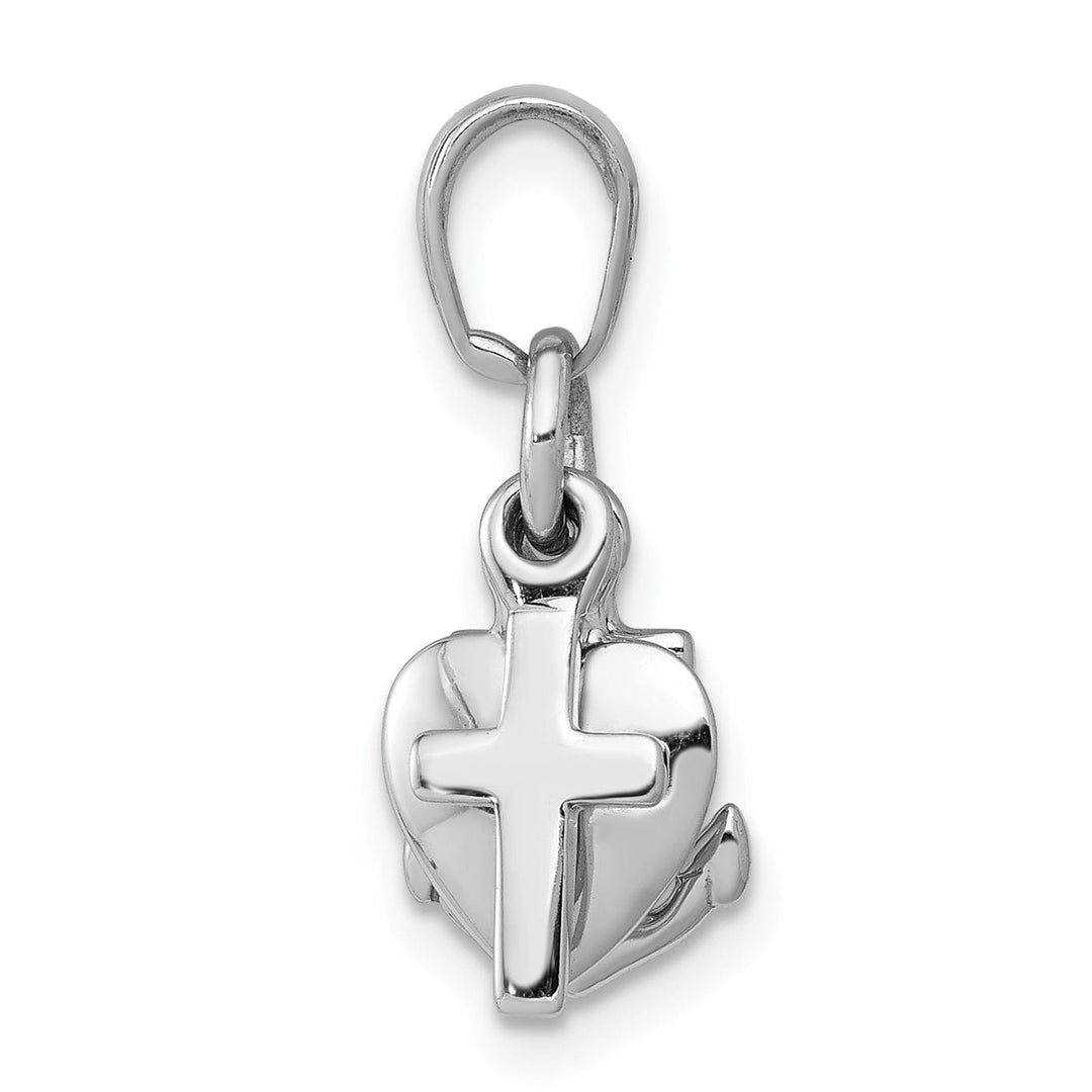 14K White Gold Polished Finish 3-D Faith, Hope And Charity Pendant