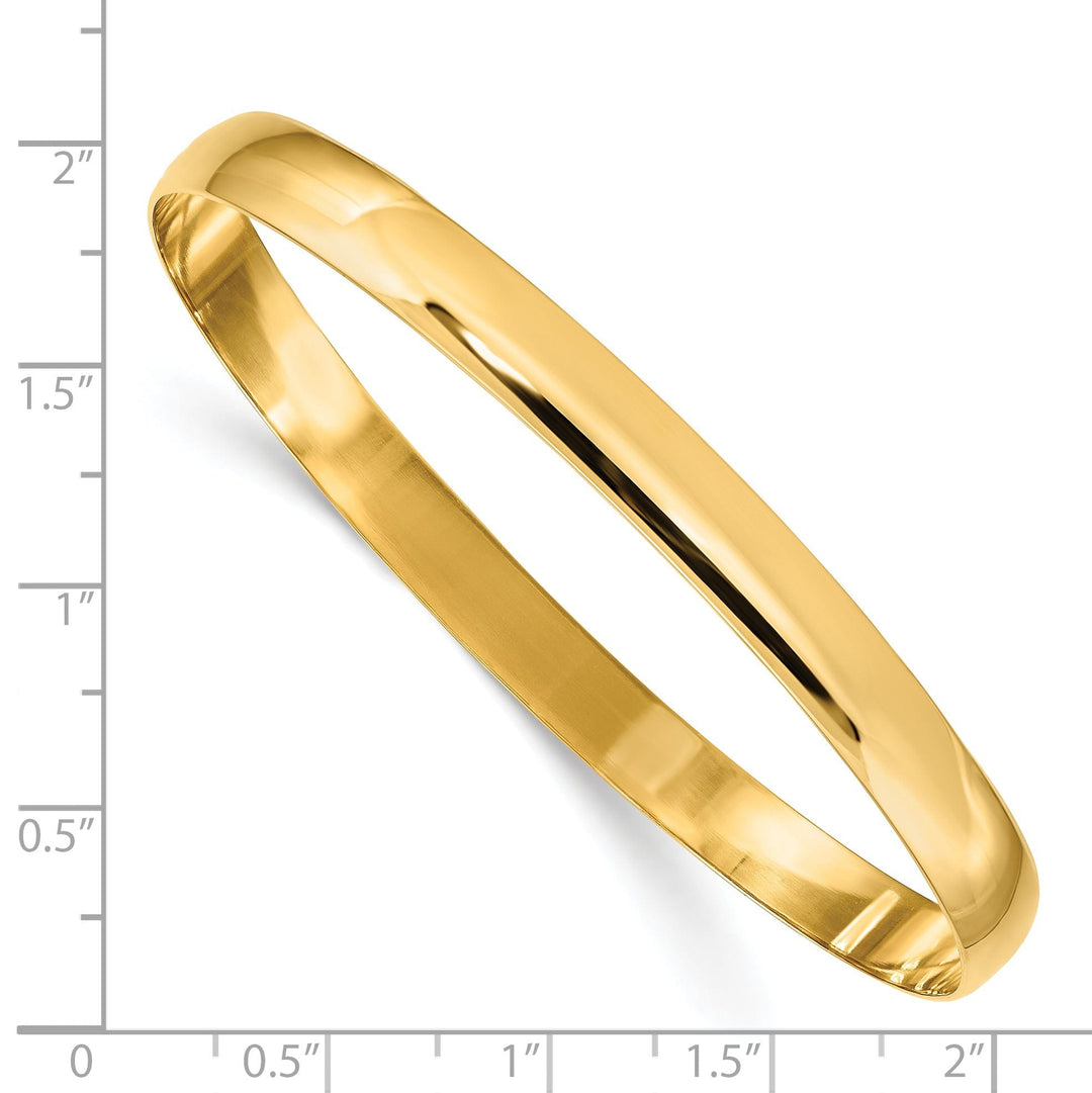 14k Yellow Gold Solid Half-Round Slip-On Bangle