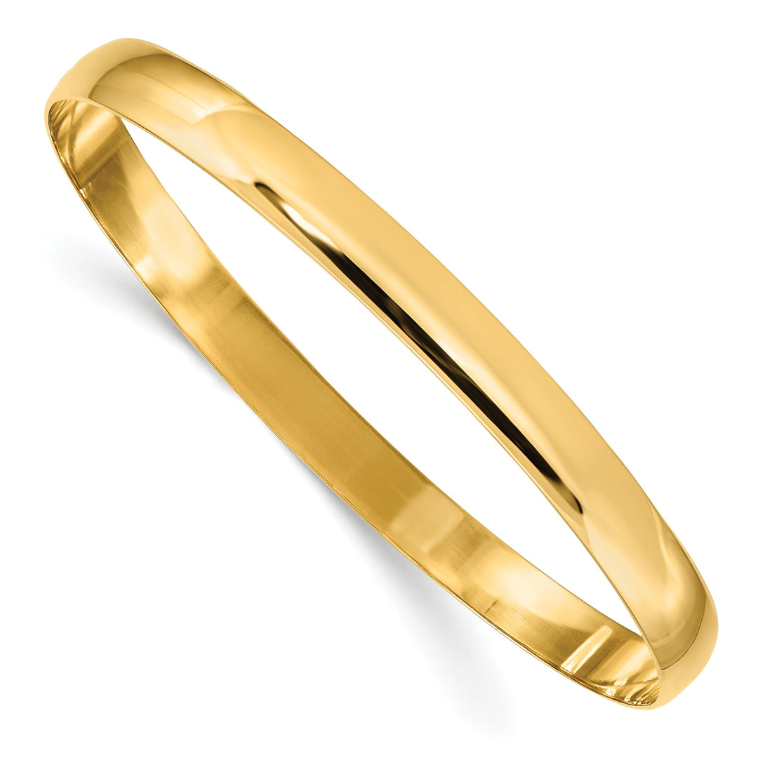 14k Yellow Gold Solid Half-Round Slip-On Bangle