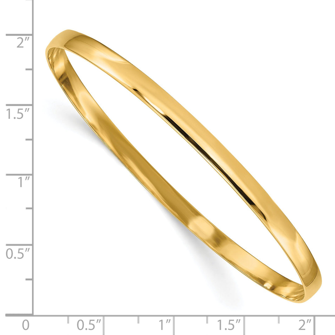 14k Yellow Gold Solid Half-Round Slip-On Bangle