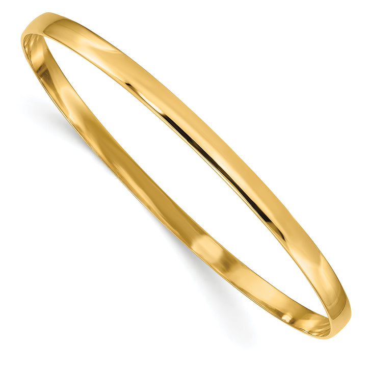 14k Yellow Gold Solid Half-Round Slip-On Bangle