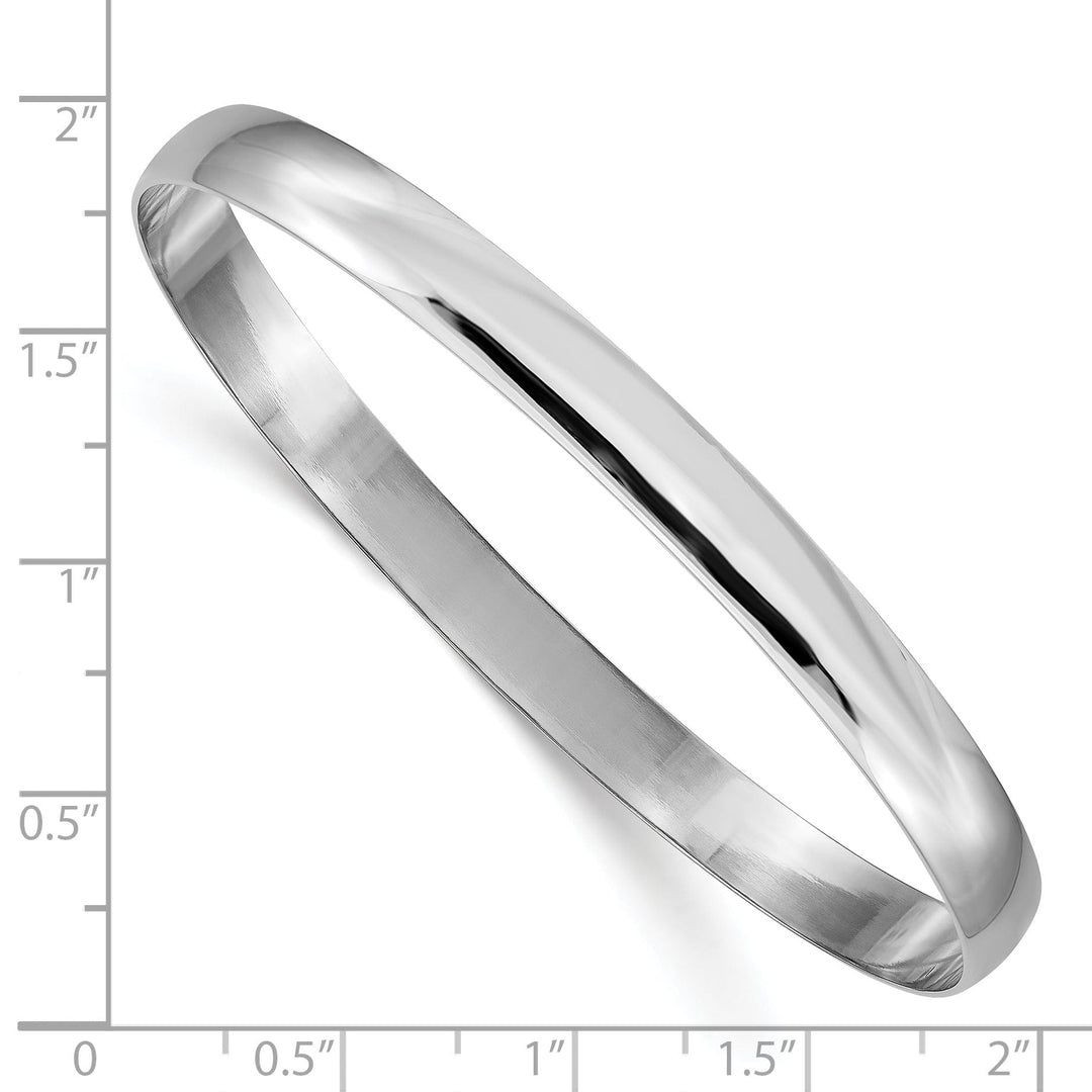 14k White Gold Solid Half-Round Slip-On Bangle