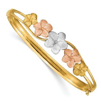 14k Tri-color Gold Plumeria Bangle at $ 1092.49 only from Jewelryshopping.com