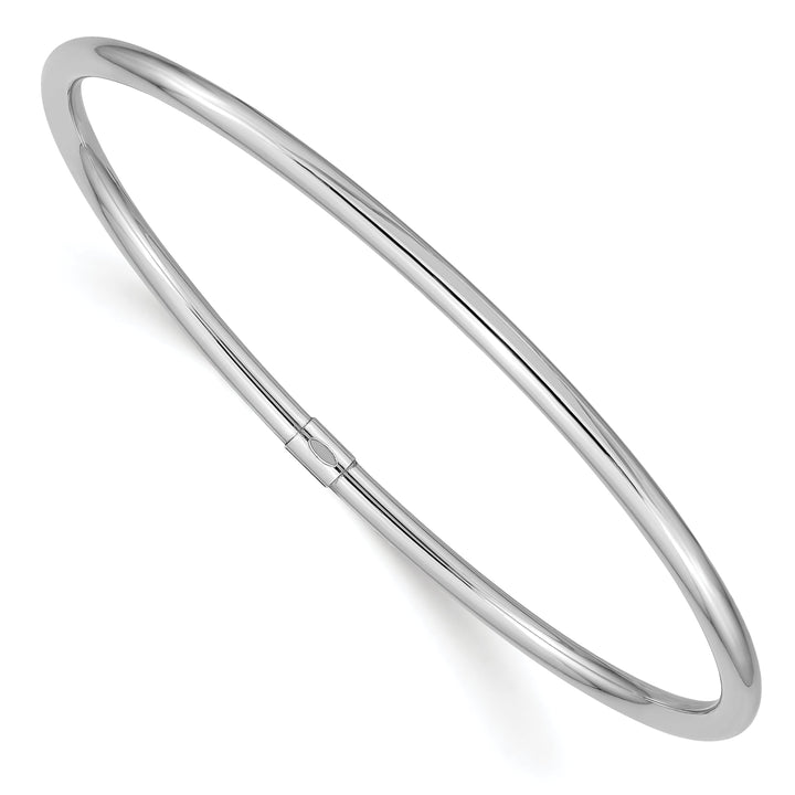 14k White Gold 3MM Round Tube Slip-on Bangle