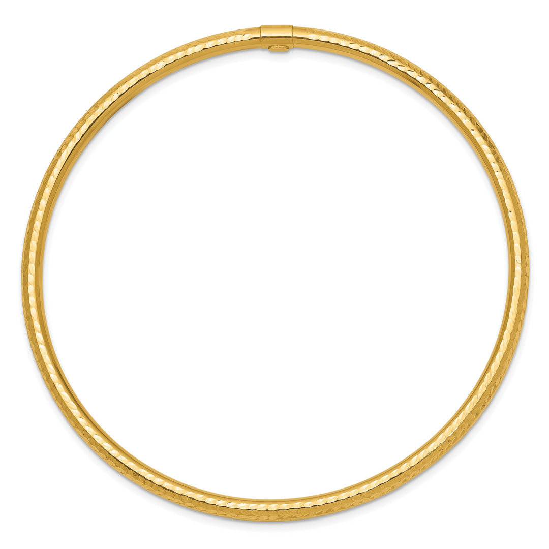 14k Yellow Gold Diamond Cut Tube Slip-on Bangle