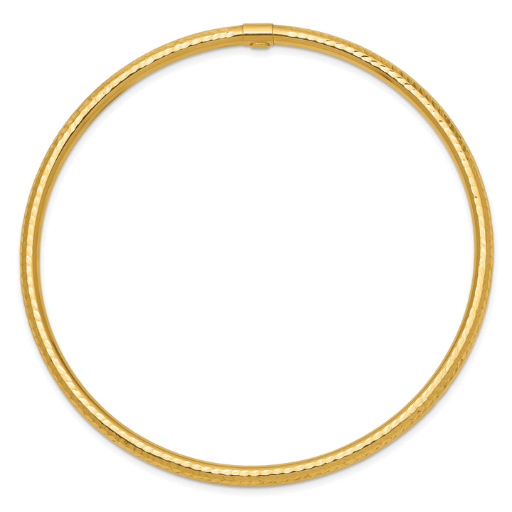 14k Yellow Gold Diamond Cut Tube Slip-on Bangle