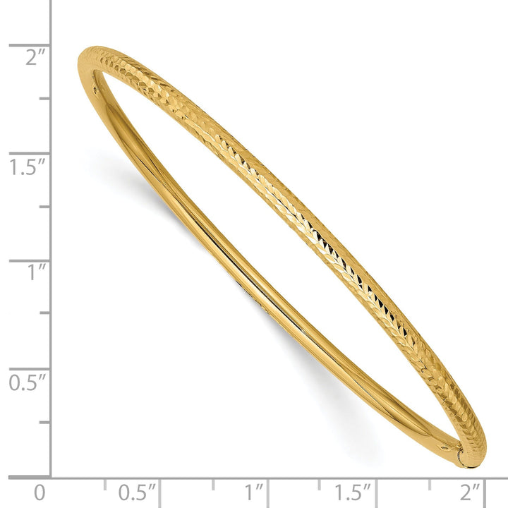 14k Yellow Gold Diamond Cut Tube Slip-on Bangle