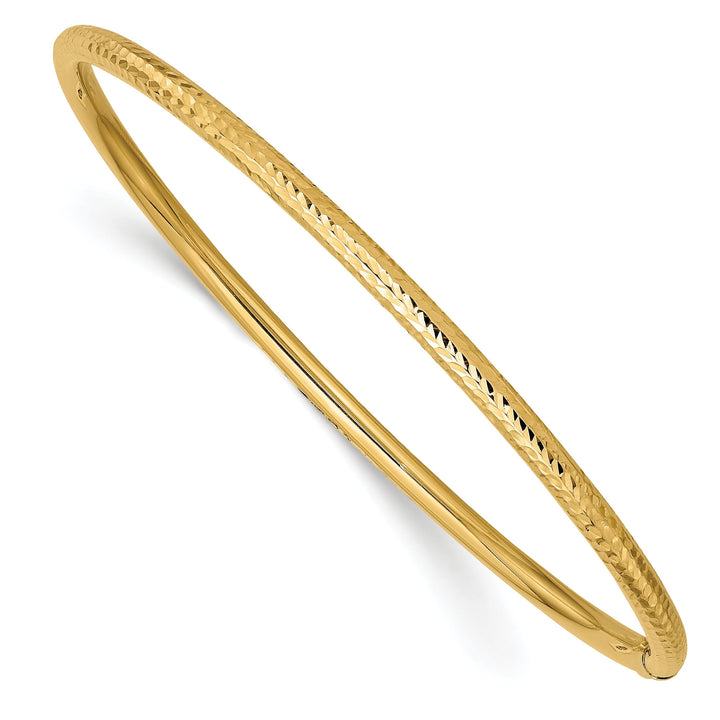 14k Yellow Gold Diamond Cut Tube Slip-on Bangle