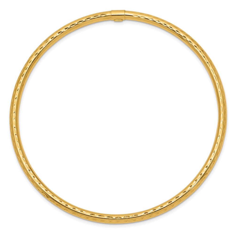 14k Yellow Gold Diamond Cut Tube Slip-on Bangle