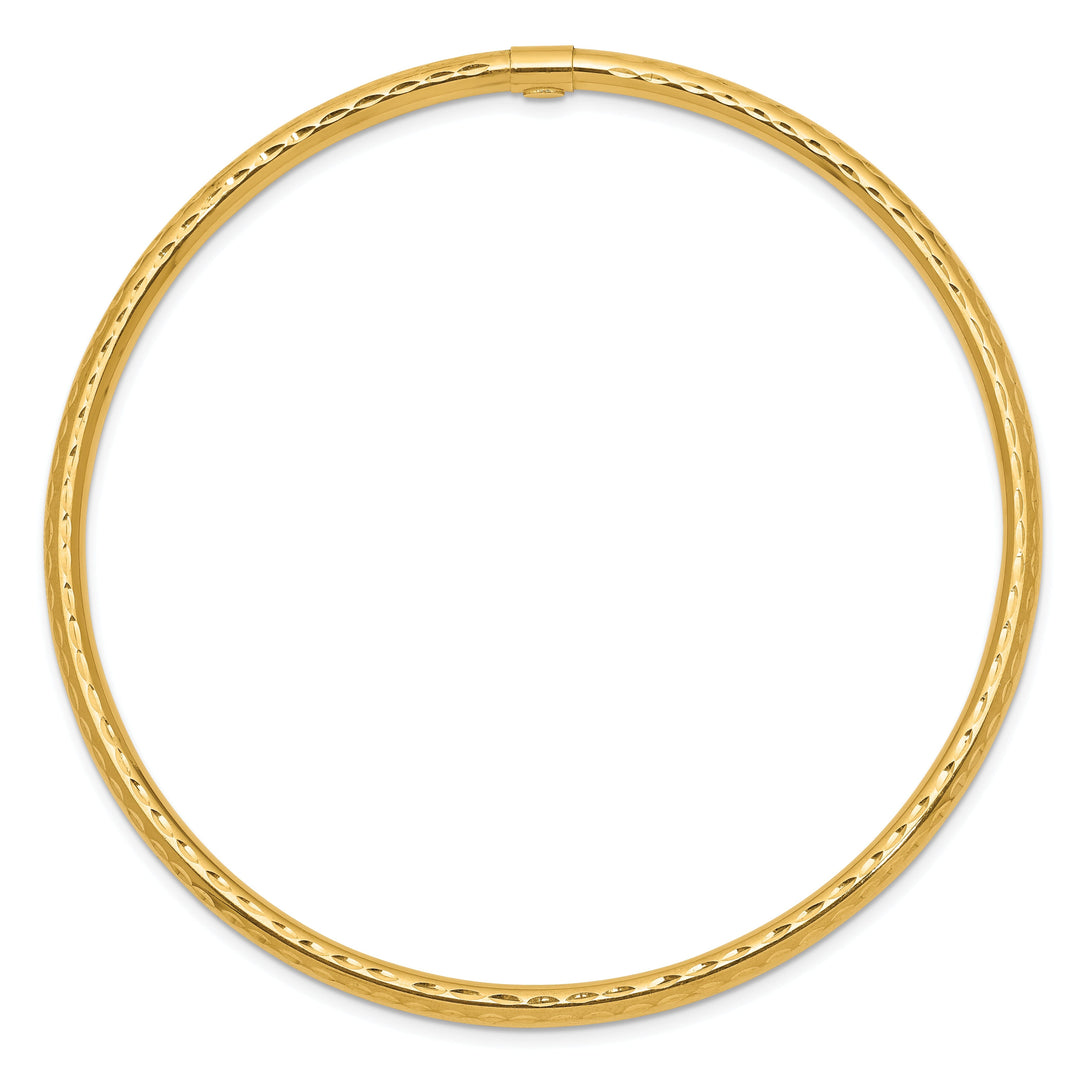 14k Yellow Gold Diamond Cut Tube Slip-on Bangle