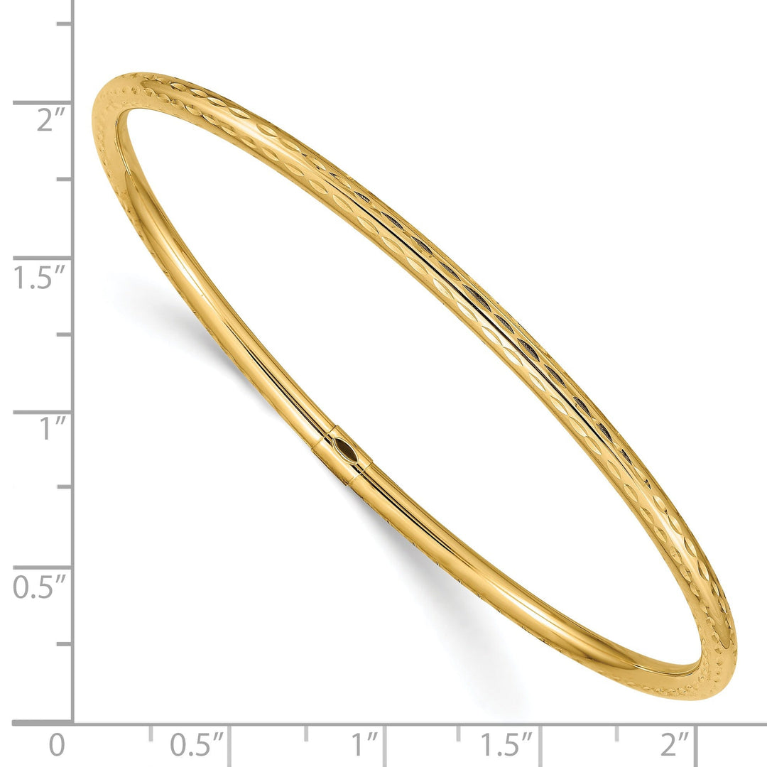 14k Yellow Gold Diamond Cut Tube Slip-on Bangle