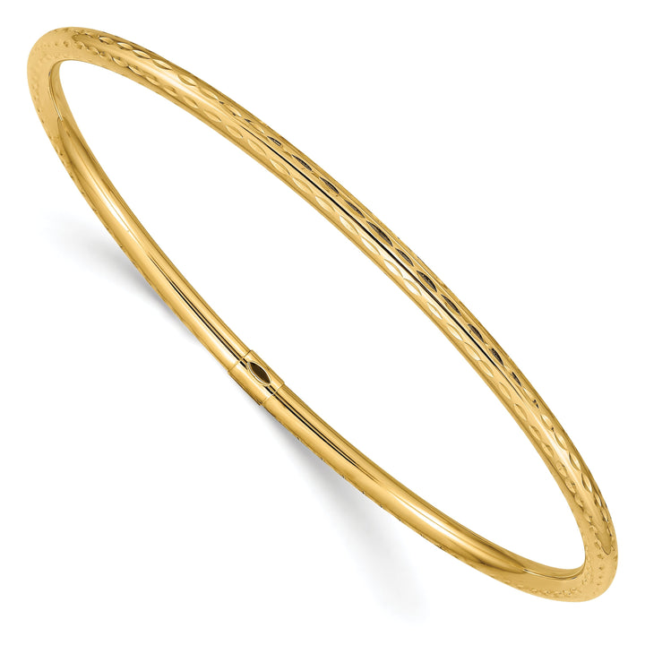 14k Yellow Gold Diamond Cut Tube Slip-on Bangle