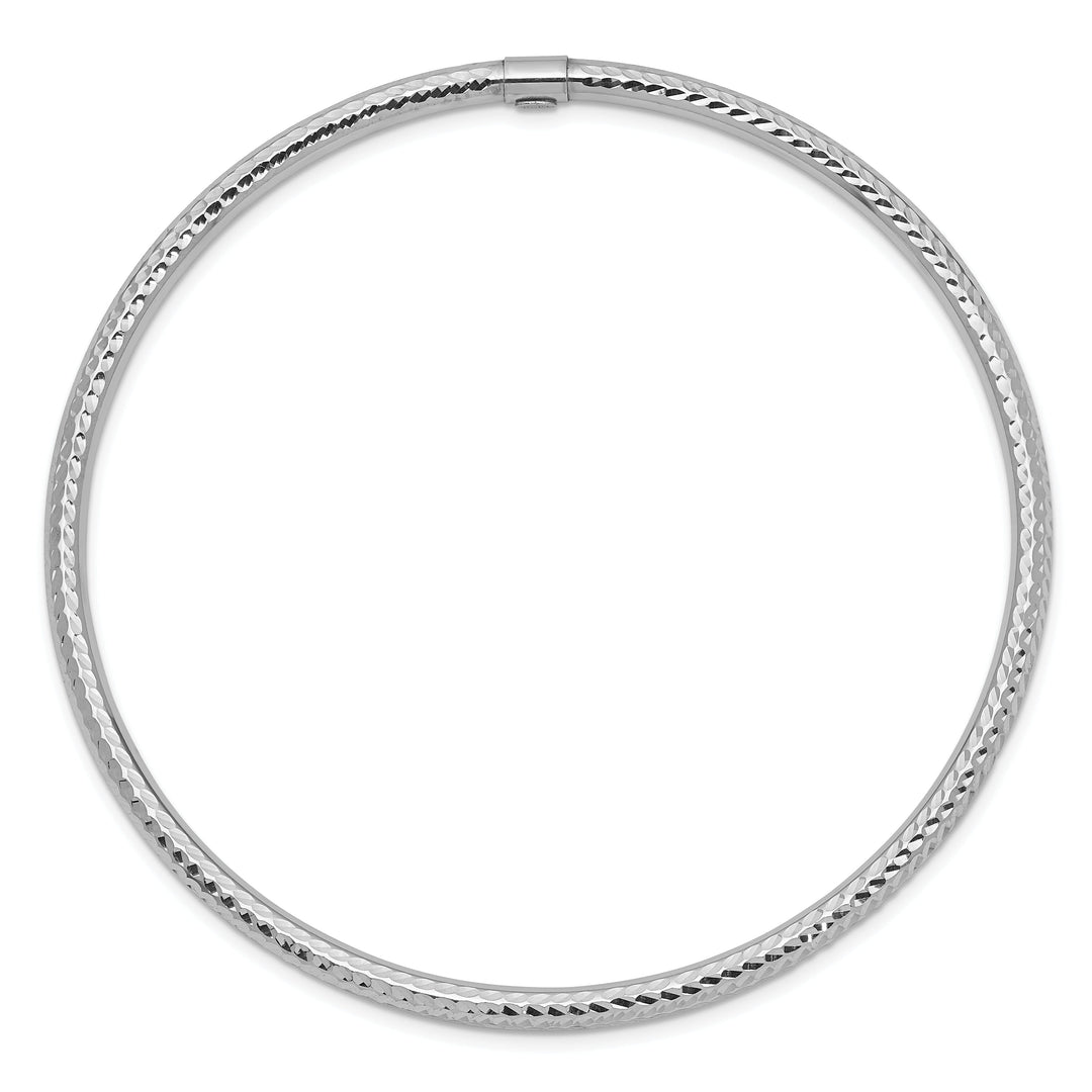 14k White Gold 3MM Diamond Cut Slip-on Bangle