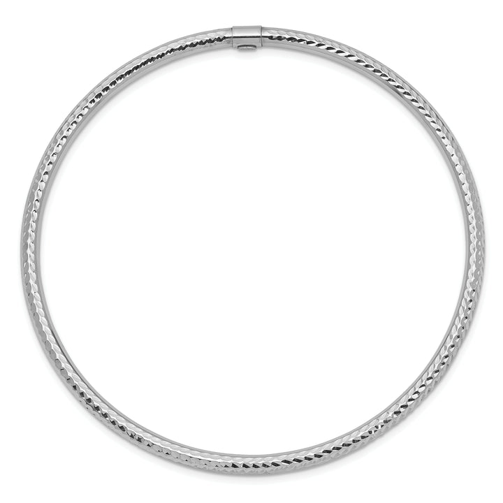 14k White Gold 3MM Diamond Cut Slip-on Bangle