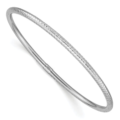 14k White Gold 3MM Diamond Cut Slip-on Bangle at $ 265.76 only from Jewelryshopping.com