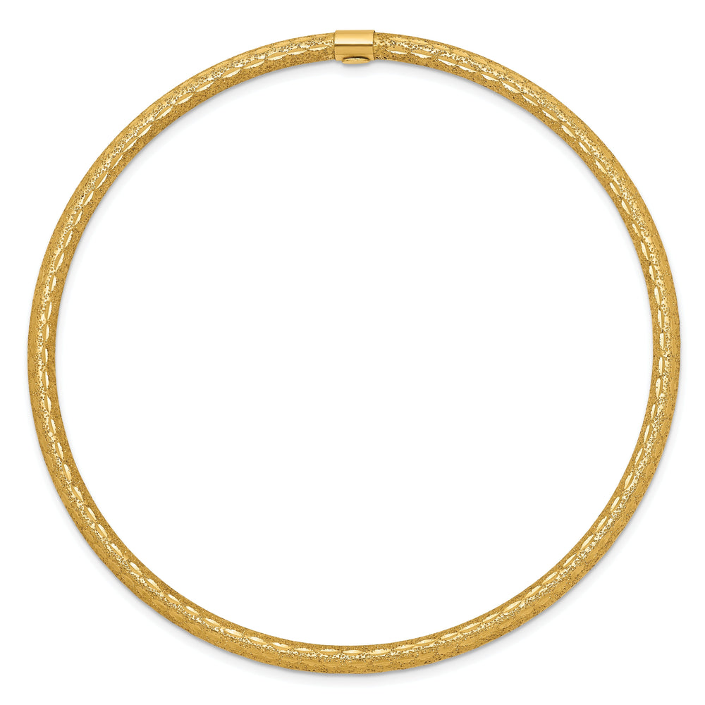 14k Yellow Gold Laser Design D.C Tube Slip-on Bangle