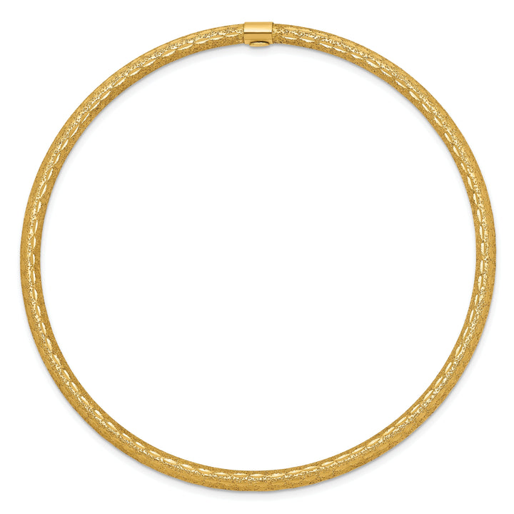 14k Yellow Gold Laser Design D.C Tube Slip-on Bangle