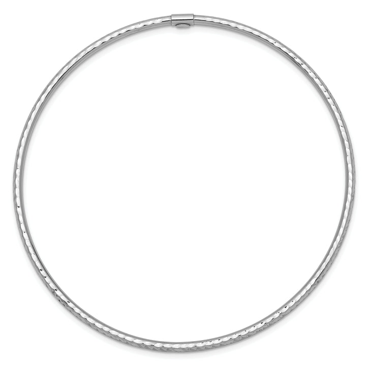 14k White Gold 2MM Diamond Cut Slip-on Bangle