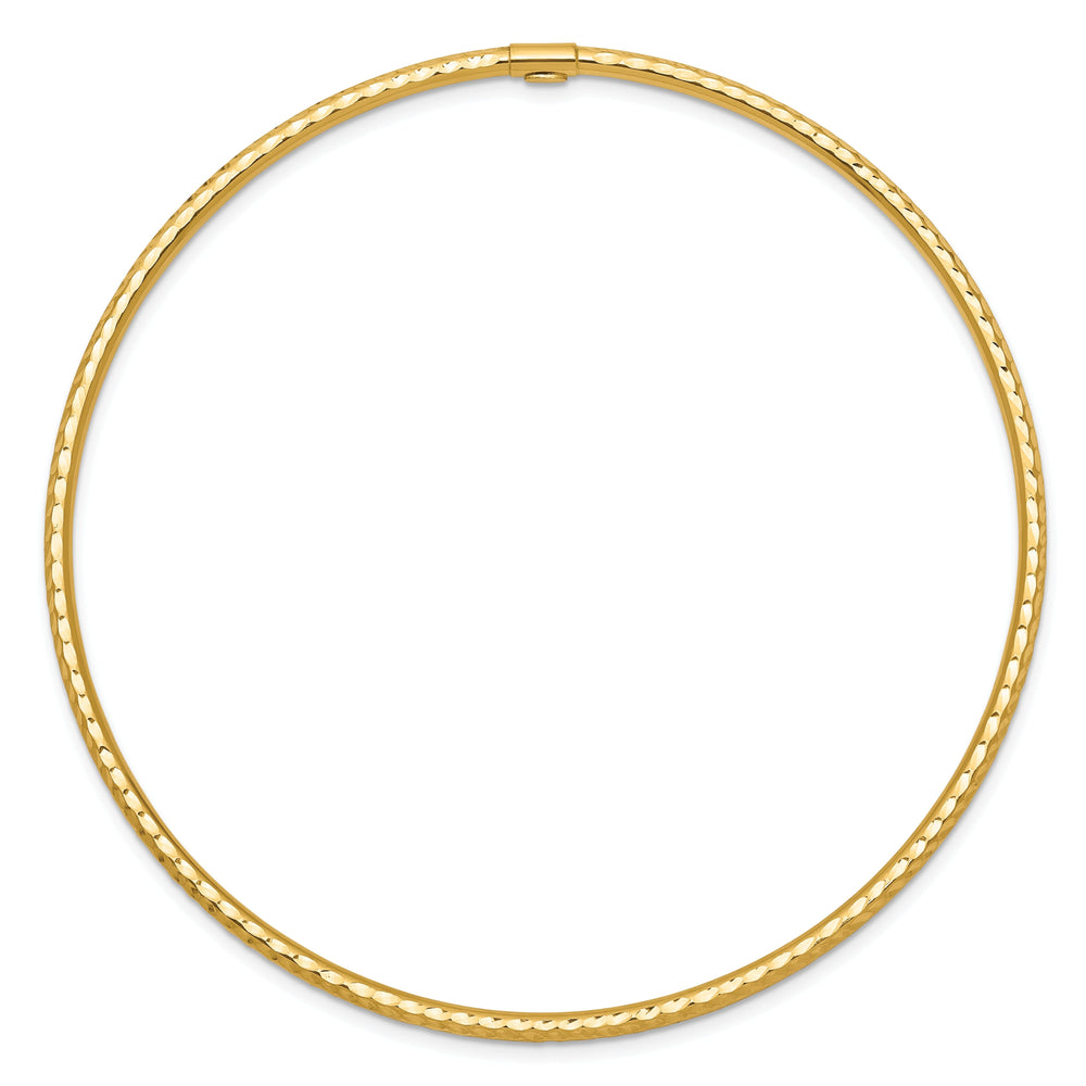 14k Yellow Gold Diamond Cut Tube Slip-on Bangle