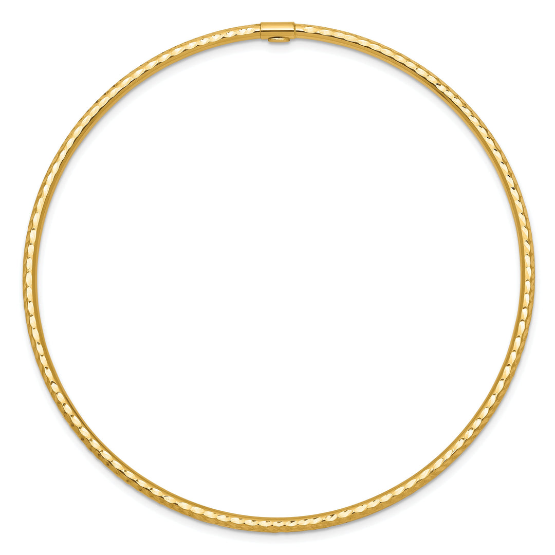 14k Yellow Gold Diamond Cut Tube Slip-on Bangle