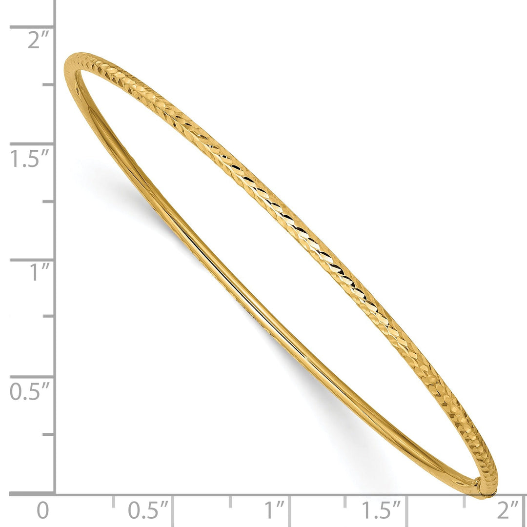 14k Yellow Gold Diamond Cut Tube Slip-on Bangle