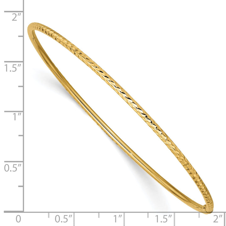 14k Yellow Gold Diamond Cut Tube Slip-on Bangle