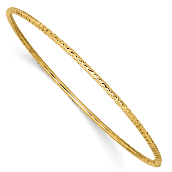 14k Yellow Gold Diamond Cut Tube Slip-on Bangle