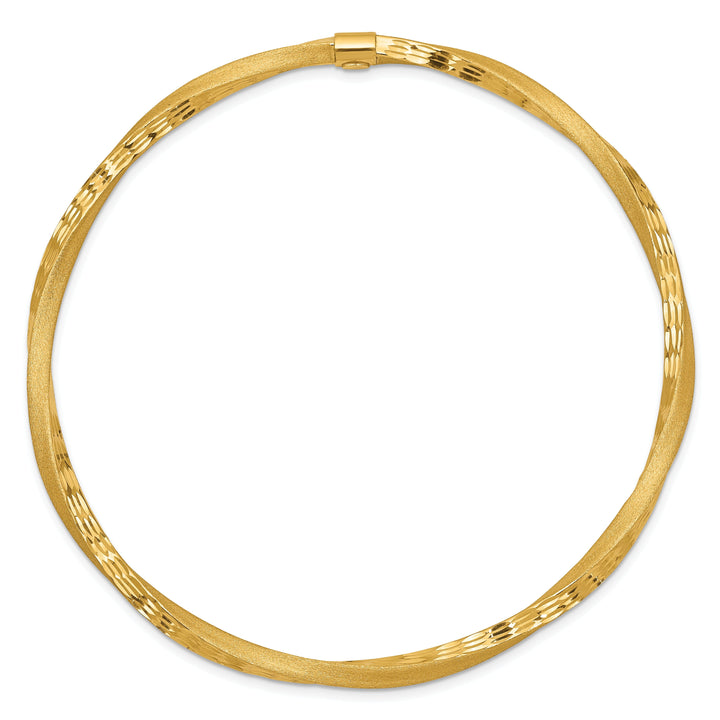 14k Yellow Gold Satin Finish D.C Twist Slip-on Bangle