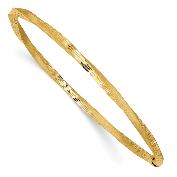 14k Yellow Gold Satin Finish D.C Twist Slip-on Bangle