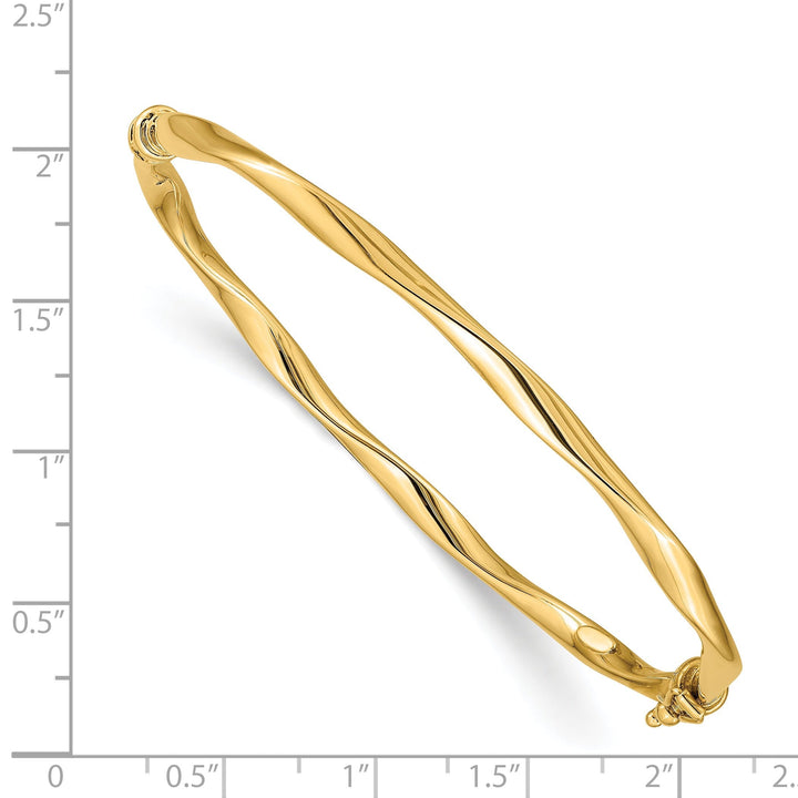 14k Yellow Gold Twisted Tube Hinged Bangle