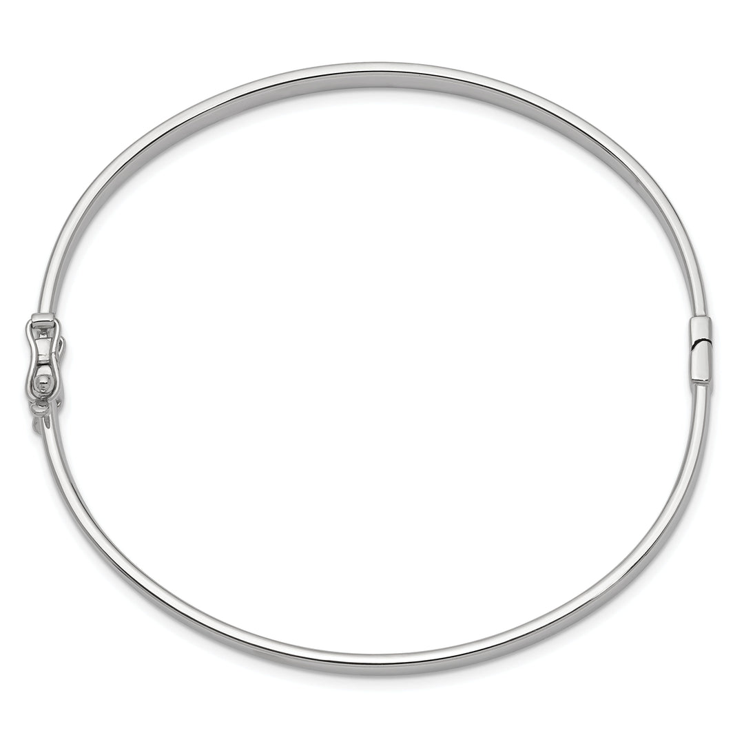 14k White Gold 4MM Wide Hinged Bangle Bracelet