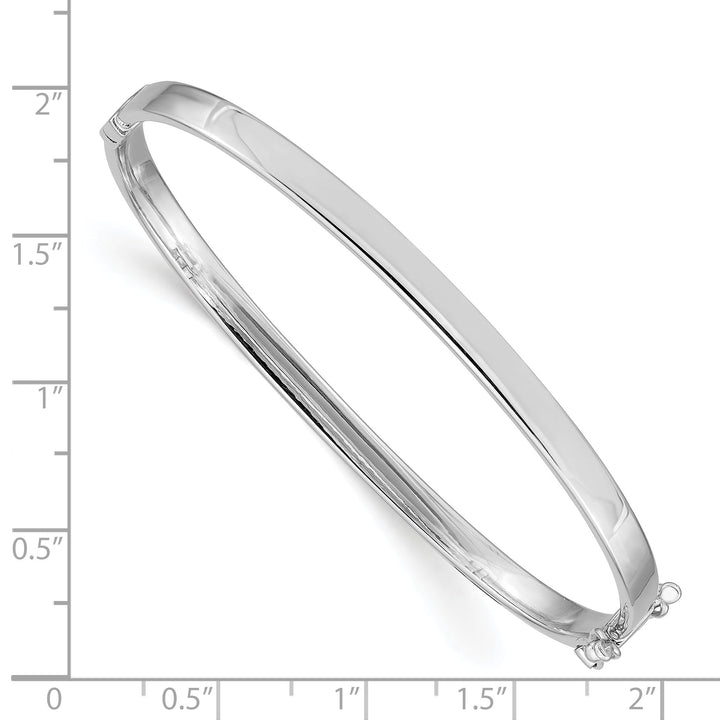 14k White Gold 4MM Wide Hinged Bangle Bracelet