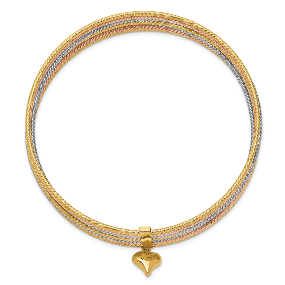 14k Tri-color Gold Slip On 7 Bangles