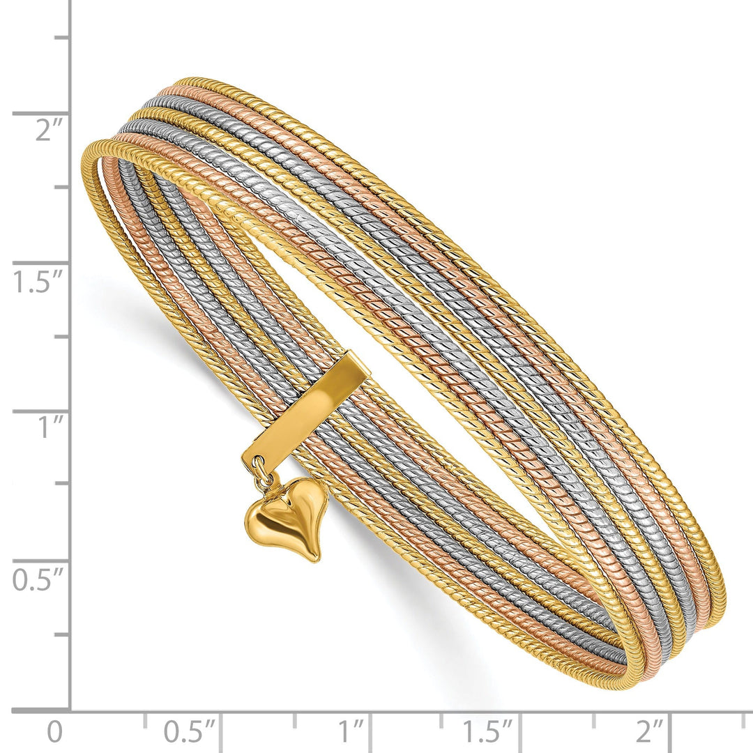 14k Tri-color Gold 7 Bangles