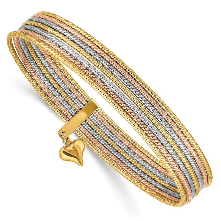 14k Tri-color Gold Slip On 7 Bangles