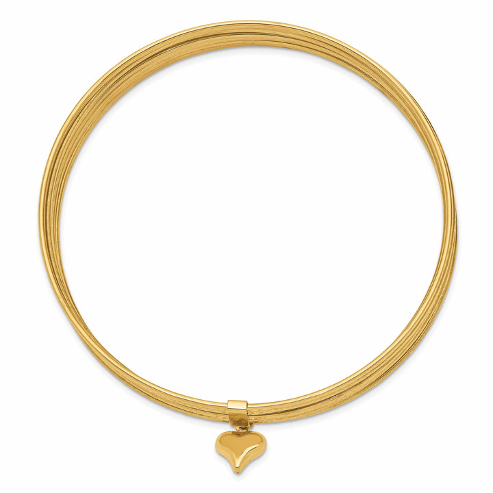 14k Gold Diamond Cut Slip On 7 Bangles