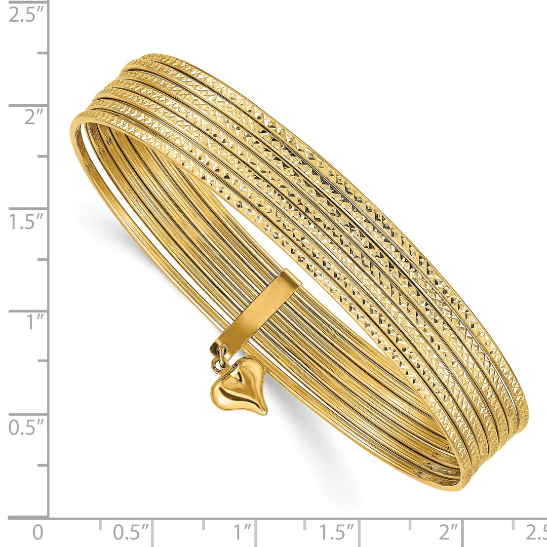 14k Yellow Gold D.C Slip On Set of 7 Slip On Bangles