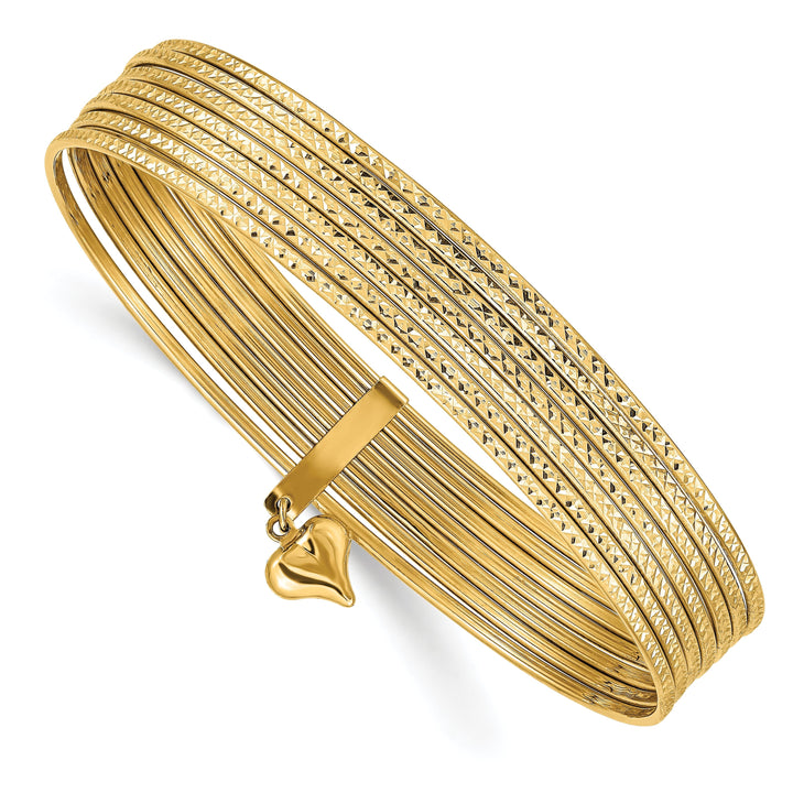 14k Yellow Gold D.C Slip On Set of 7 Slip On Bangles