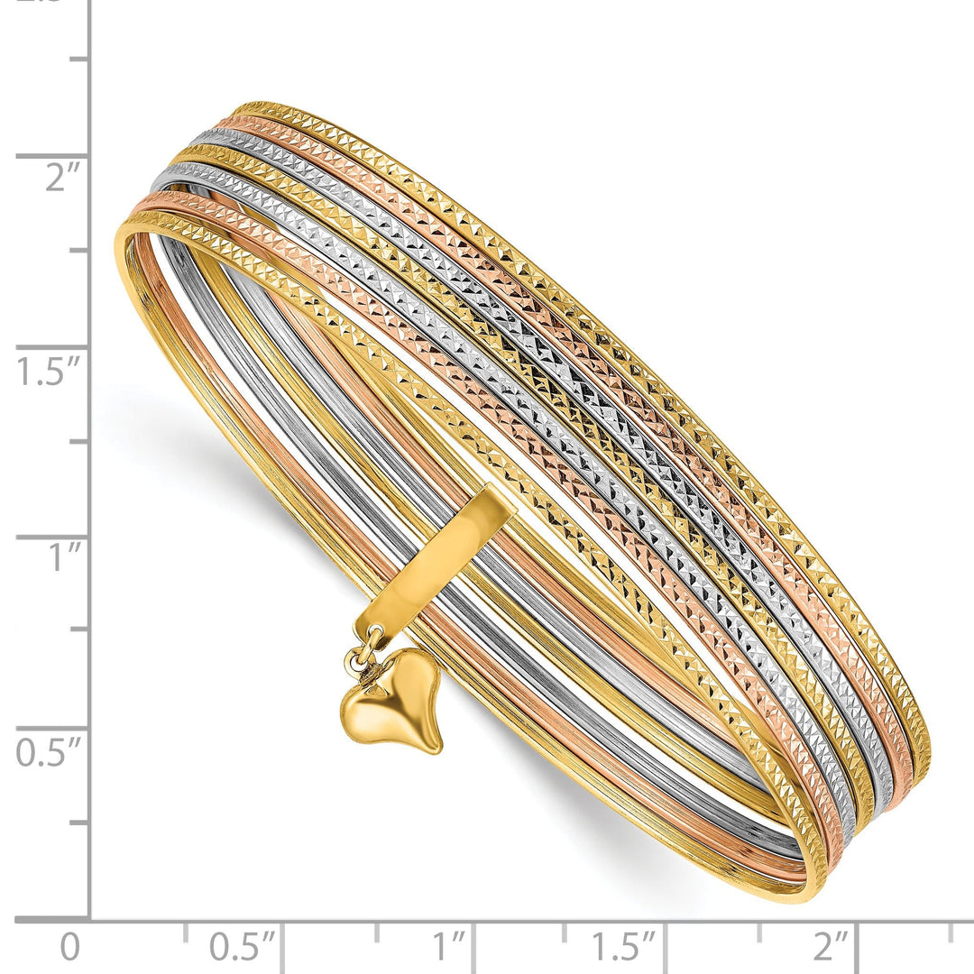 14k Tri-color Gold Slip On 7 Bangles