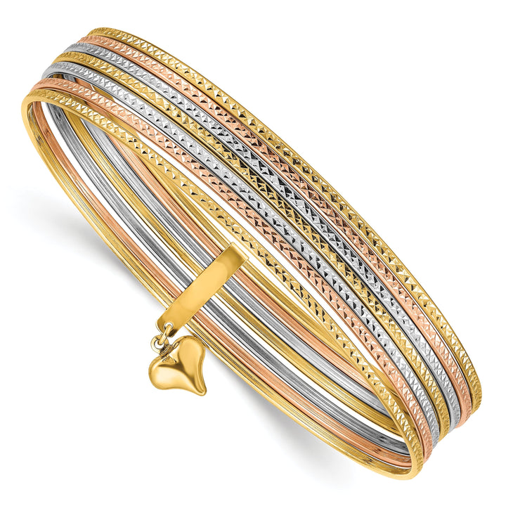 14k Tri-color Gold Slip On 7 Bangles