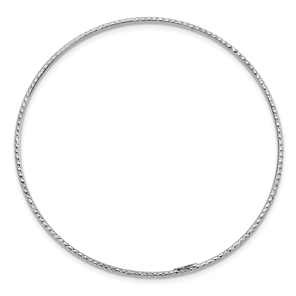 14k White Gold Diamond Cut Bangle Bracelet