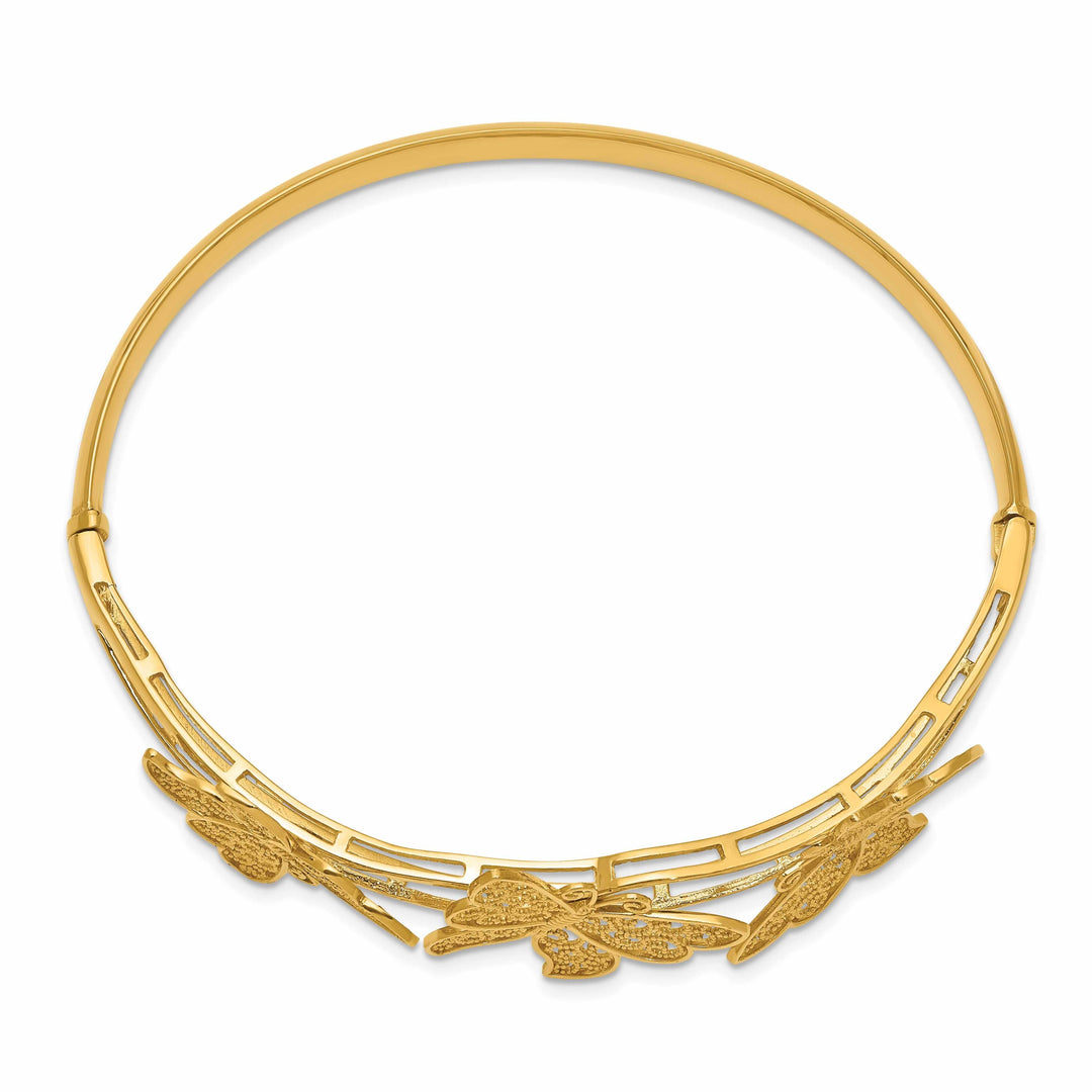 14k Gold Butterfly Bangle Bracelet