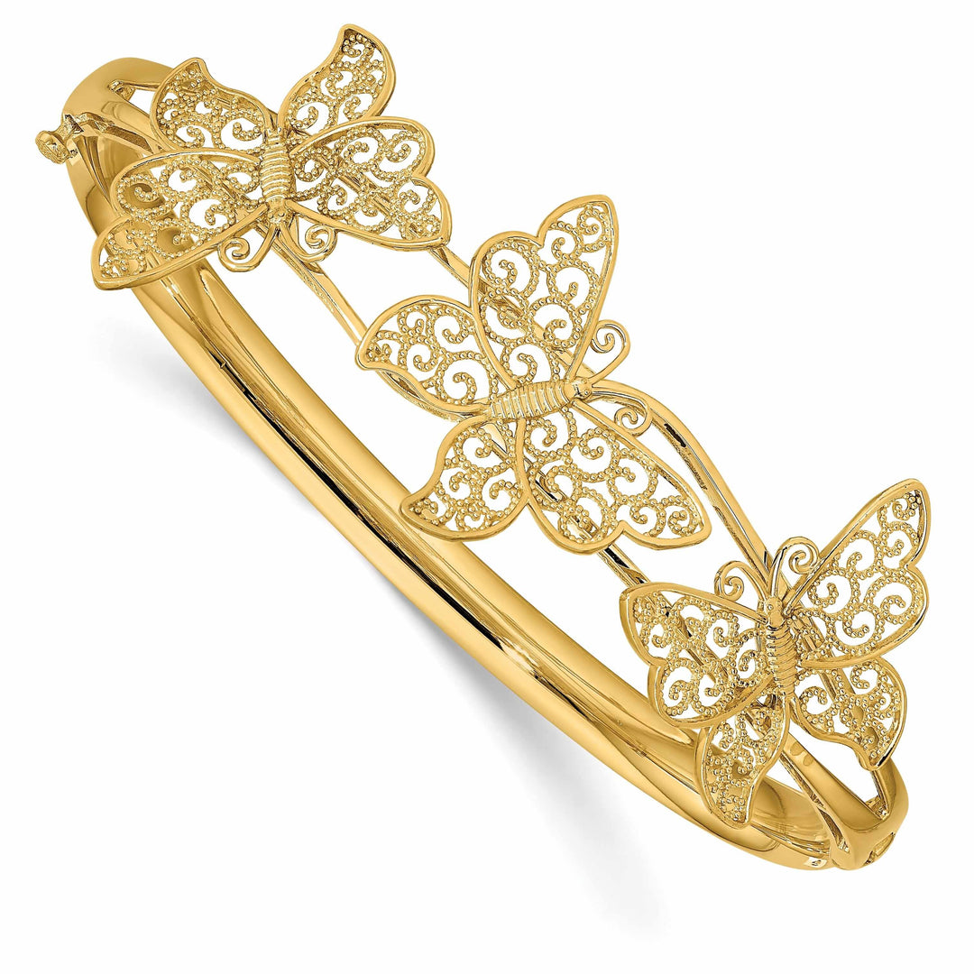 14k Gold Butterfly Bangle Bracelet