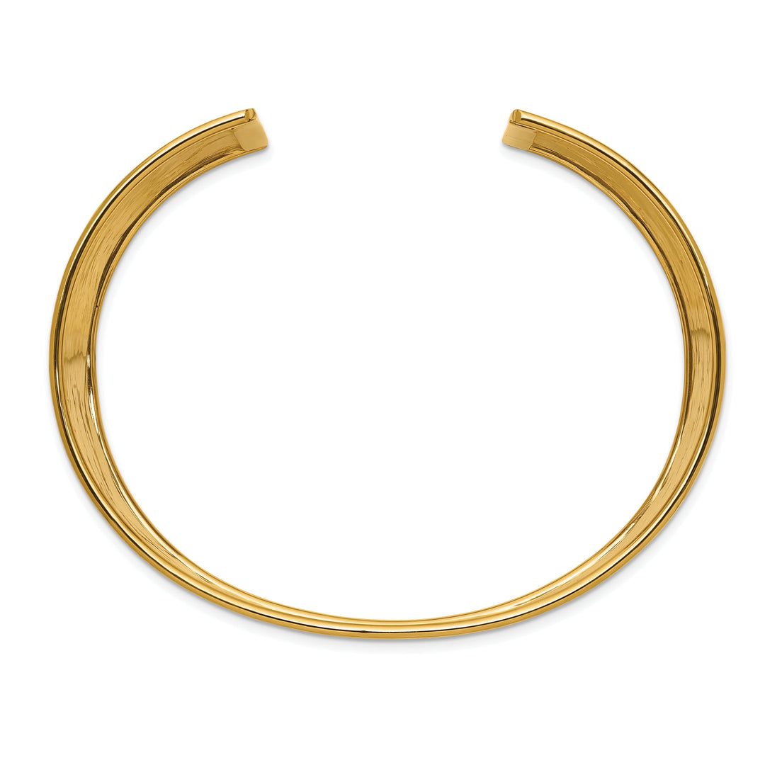 14k Yellow Gold Hammered Design Cuff Bangle