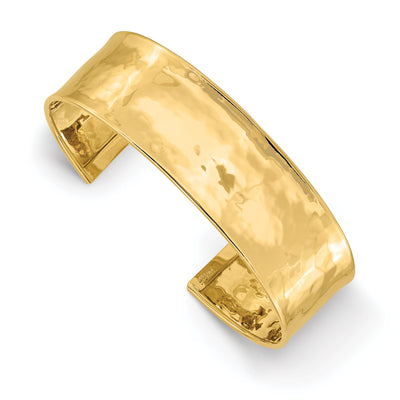 14k Yellow Gold Lightly 21-MM Wide Hammered Design Cuff Bangle at $ 1829.3 only from Jewelryshopping.com