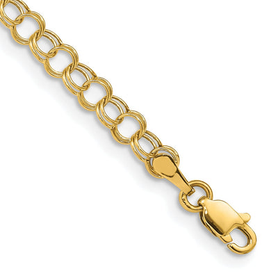 14K Yellow Gold Charm Bracelet - Double Link, Semi-4-MM Wide, 8-inch