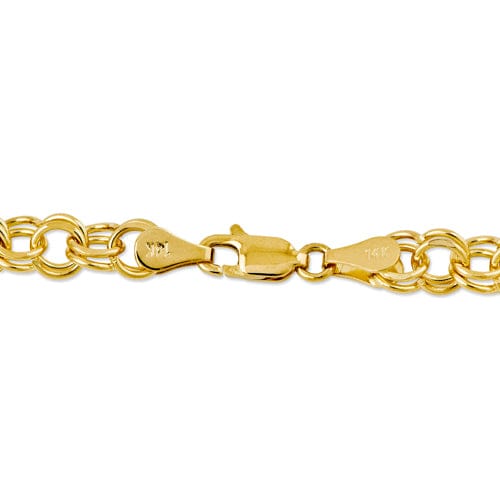 14k Yellow Gold Double Link Charm Bracelet