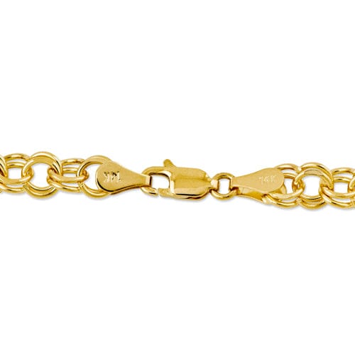 14k Yellow Gold Double Link Charm Bracelet