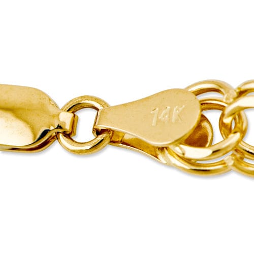 14k Yellow Gold Double Link Charm Bracelet